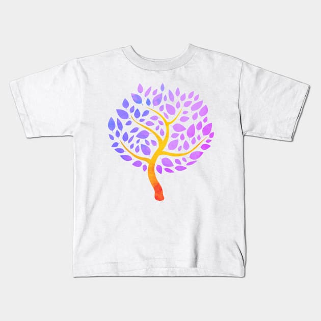 Purple Tree Of Life Kids T-Shirt by lolosenese